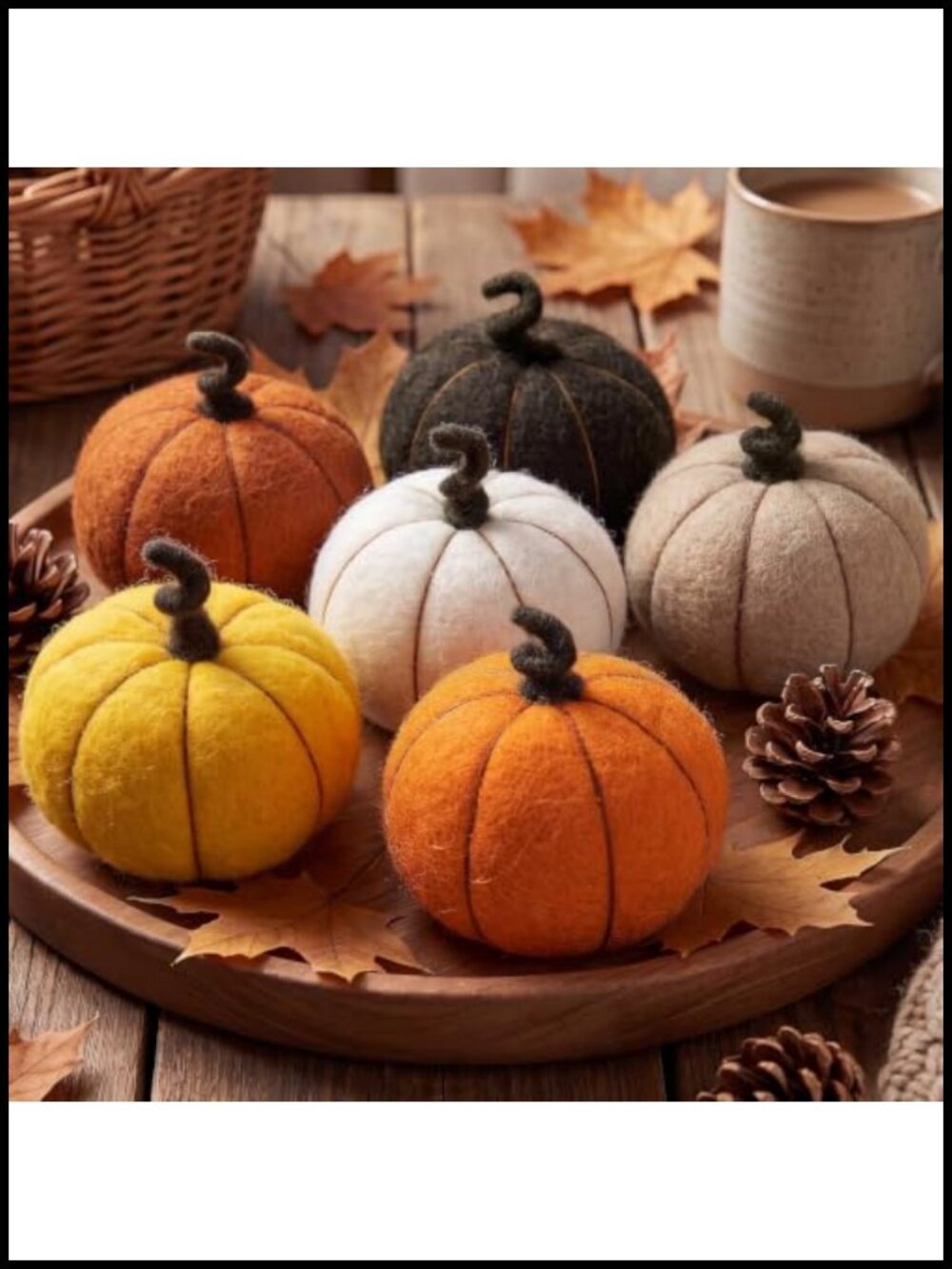 Set of 6 Felt Pumpkins Mini Artificial Fall Thanksgiving Decor